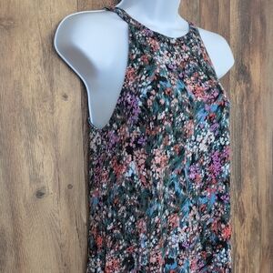 Time and Tru Floral Midi Sundress Sleeveless Flowy Dress S     -604H